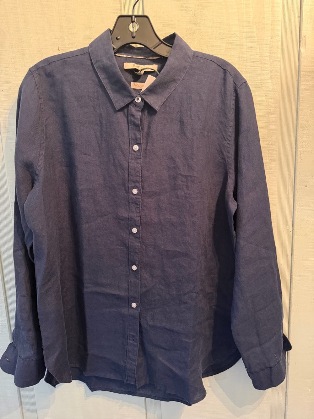 Barbour Marine Classic Long-Sleeve Button-Up Linen Shirt - Navy